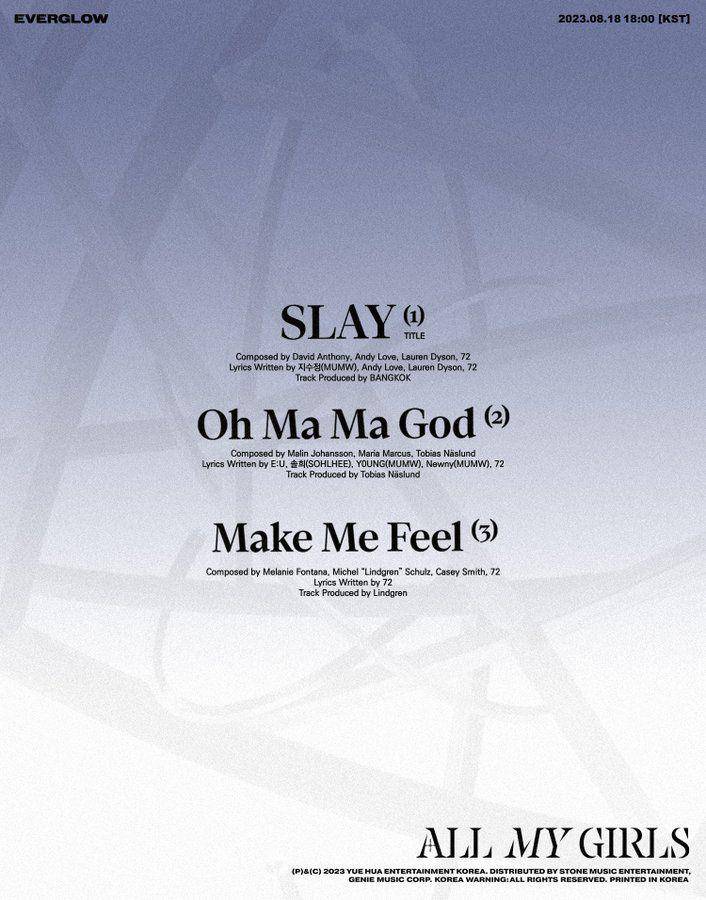 track list single album EVERGLOW bertajuk All My Girls (twitter.com/EVERGLOW_STAFF)