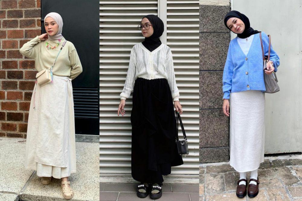 9 Mix and Match Rok Warna Polos ala Yure Zalina, Comfy Banget!
