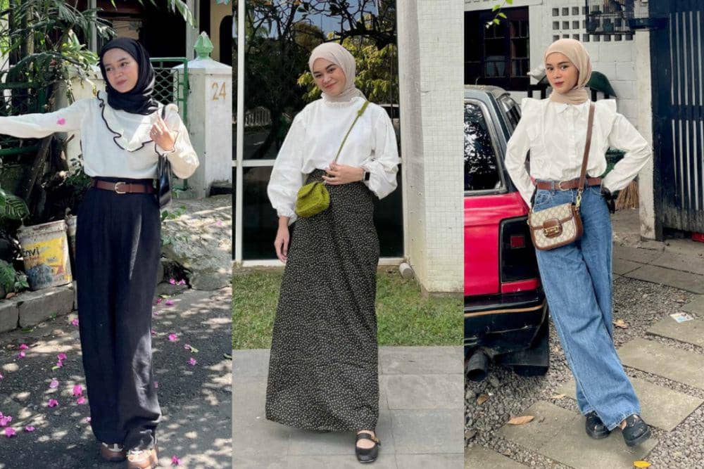 9 Ide Mix and Match Blouse Putih ala Yure Zalina, Look Catchy!