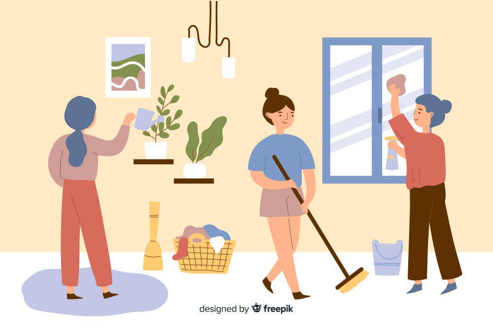 ilustrasi mermbersihkan rumah (freepik.com/pikisuperstar)