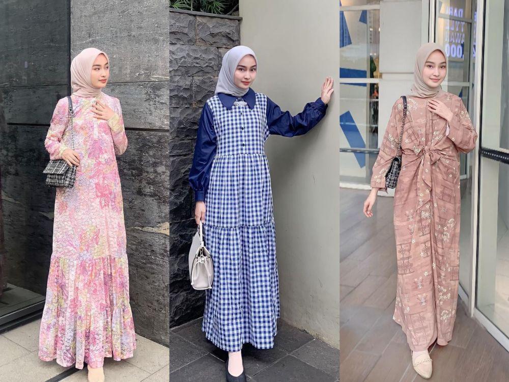 9 Inspirasi Outfit Dress Motif ala Qolby Fithri, Girly!