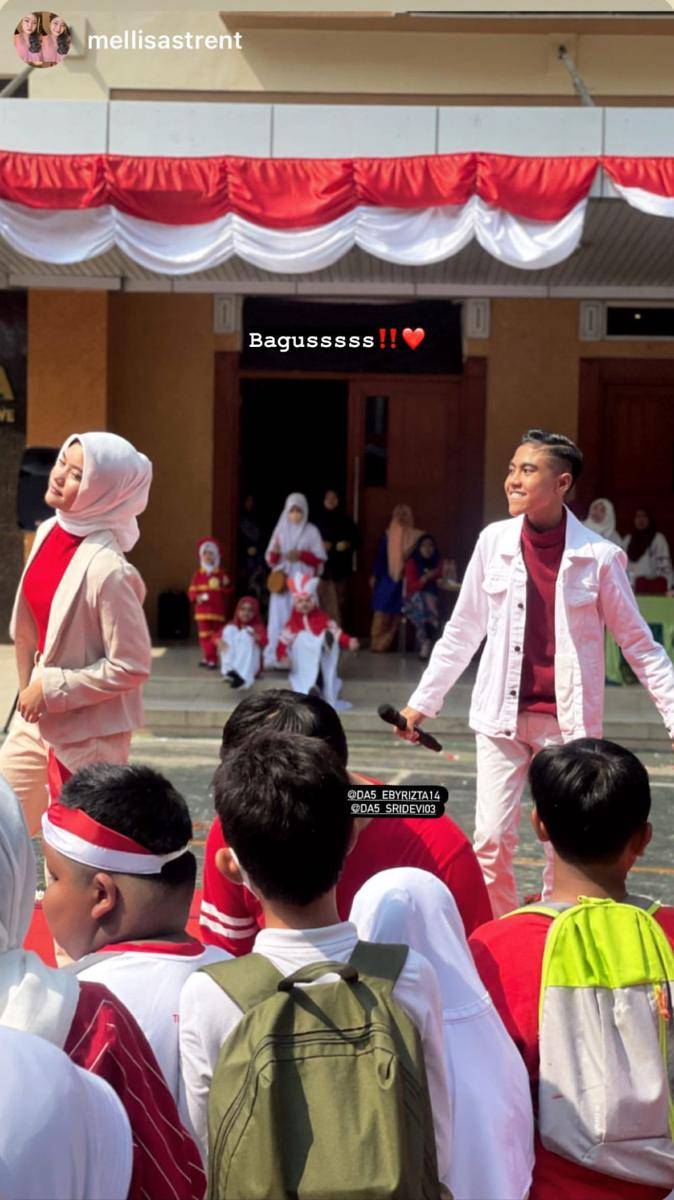 potret Sridevi dan Eby DA5 rayakan HUT Ke-78 RI di sekolah (instagram.com/da5_ebyrizta14)