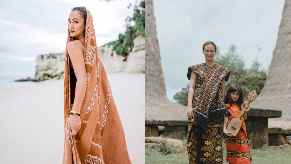 8 Potret Atiqah Hasiholan Pakai Baju Adat Sumba, Kompak dengan Anak