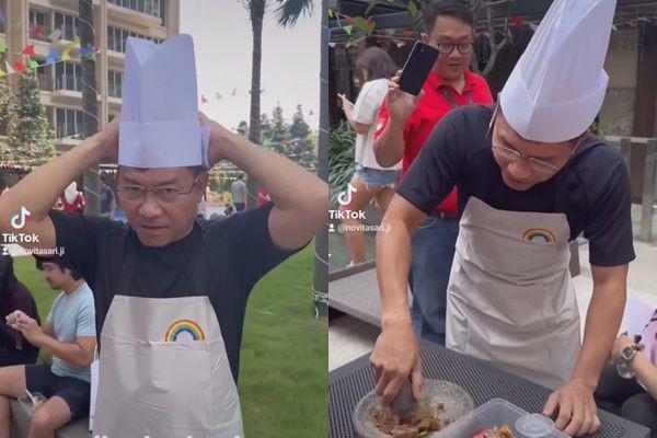 7 Potret Anang Lomba 17-an Ngulek Bumbu Rujak, Menang Juara 1!