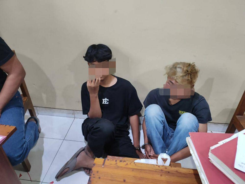 Dua pelajar diamankan kedapatan bawa celurit.(Dok.Polres Bantul)