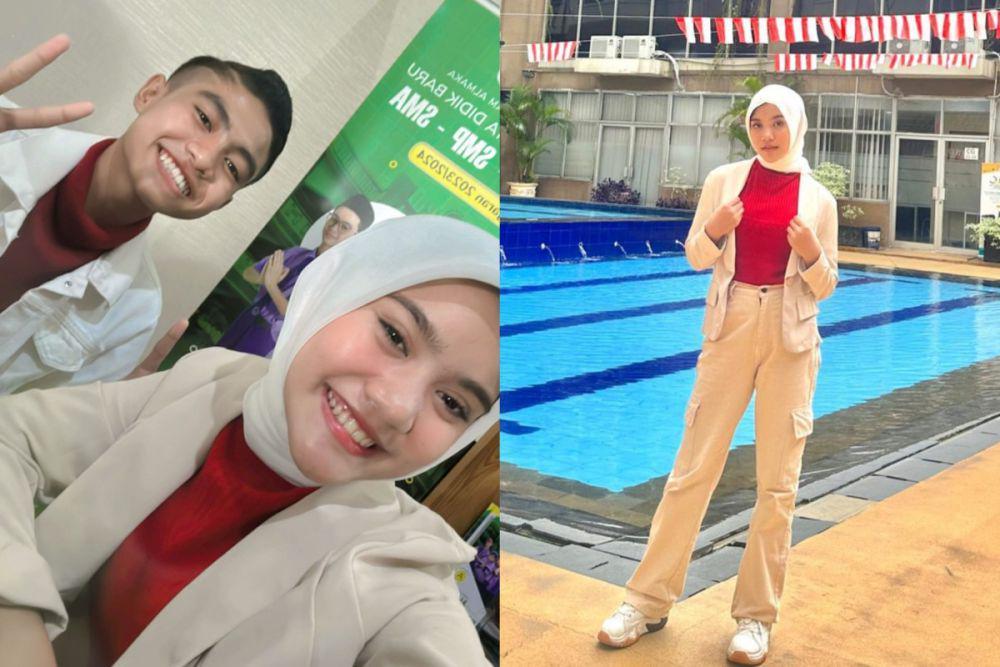 8 Potret Sridevi DA5 Rayakan HUT RI di Sekolah Baru Pakai Hijab