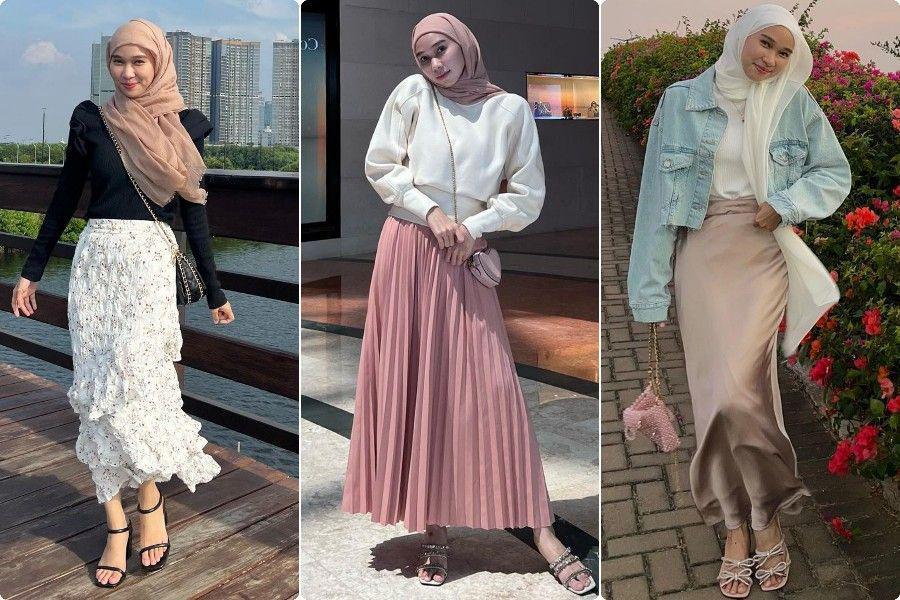 7 Inspirasi Padu Padan Hijab dan Skirt ala Desainer Astri Ratnasari