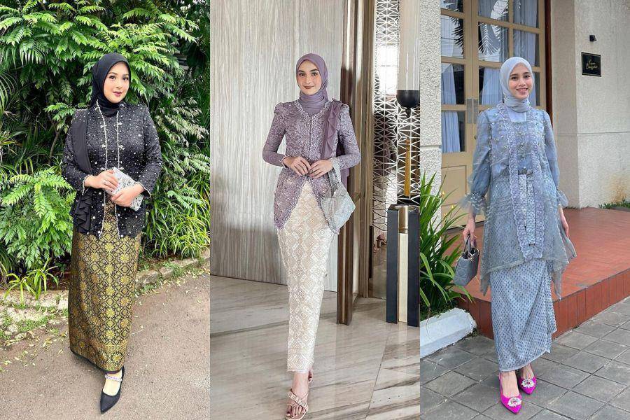 Kebaya kondangan. (insatgram.com/delmiraprabu / instagram.com/vinamaulina / intagram.com/ingridyulikaa)