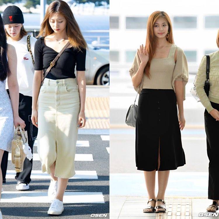padu padan slit skirt ala Tzuyu TWICE (dok. OSEN/Min Kyung Hoon | dok. OSEN/Lee Dae Seon)
