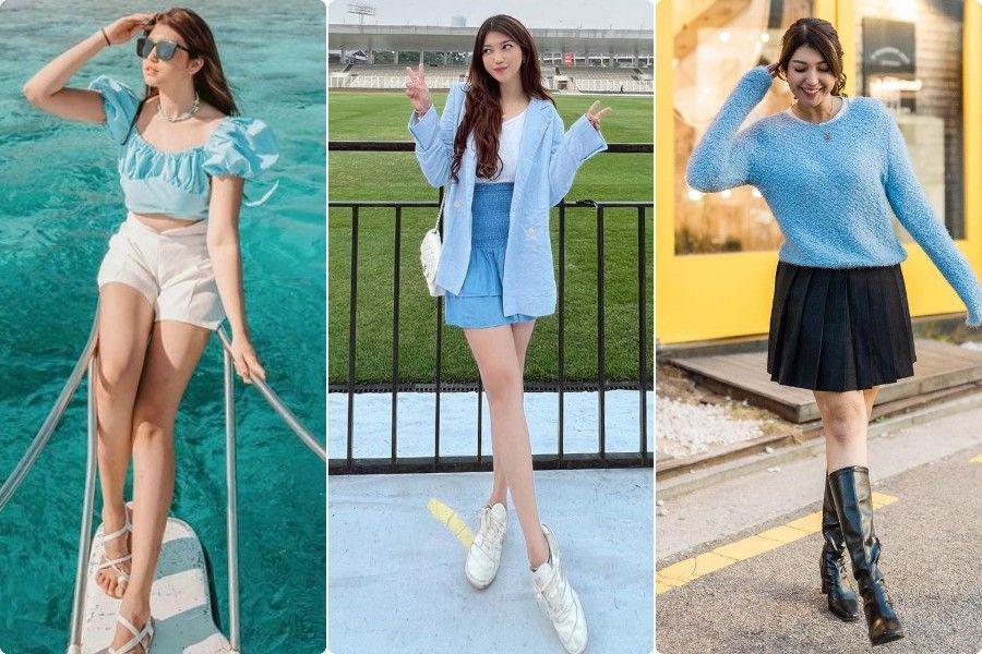 7 Outfit Serba Biru ala Dewi Paramita, Bikin Penampilan Tampak Kalem