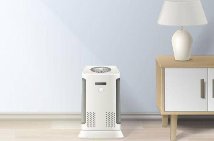 ilustrasi air purifier di dalam ruangan (freepik.com/macrovector)