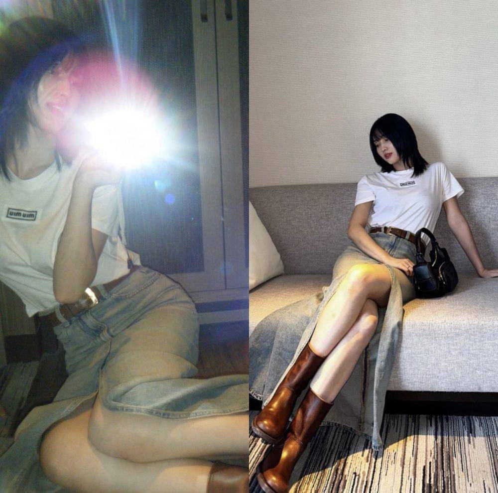 padu padan slit skirt ala Momo TWICE (instagram.com/momo)