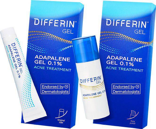 Differin Adapalene Gel 0.1% Acne Treatment (dok. differin.com)