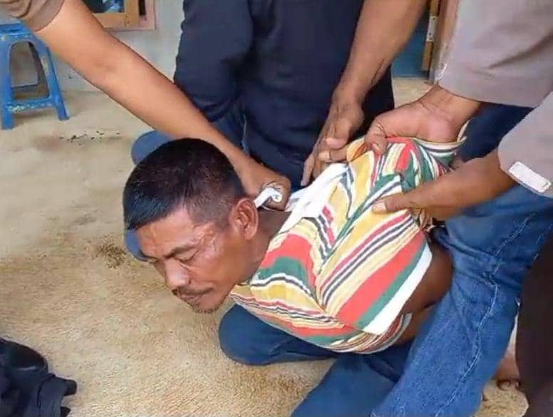 Ditangkap! Begini Tampang Suami Bacok Istri dan Anak Tiri di Tanggamus