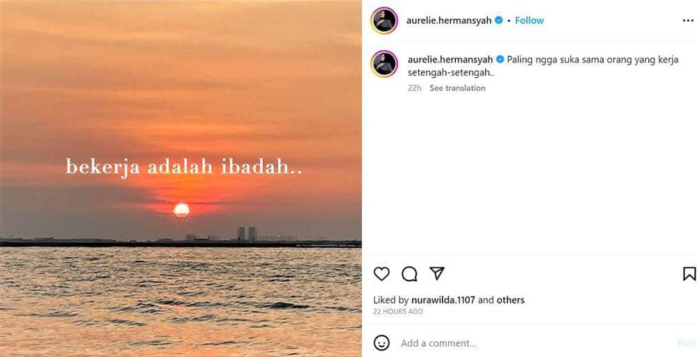 Tangkapan layar Instagram Aurel Hermansyah (Sumber: Instagram @aurelie.hermansyah)