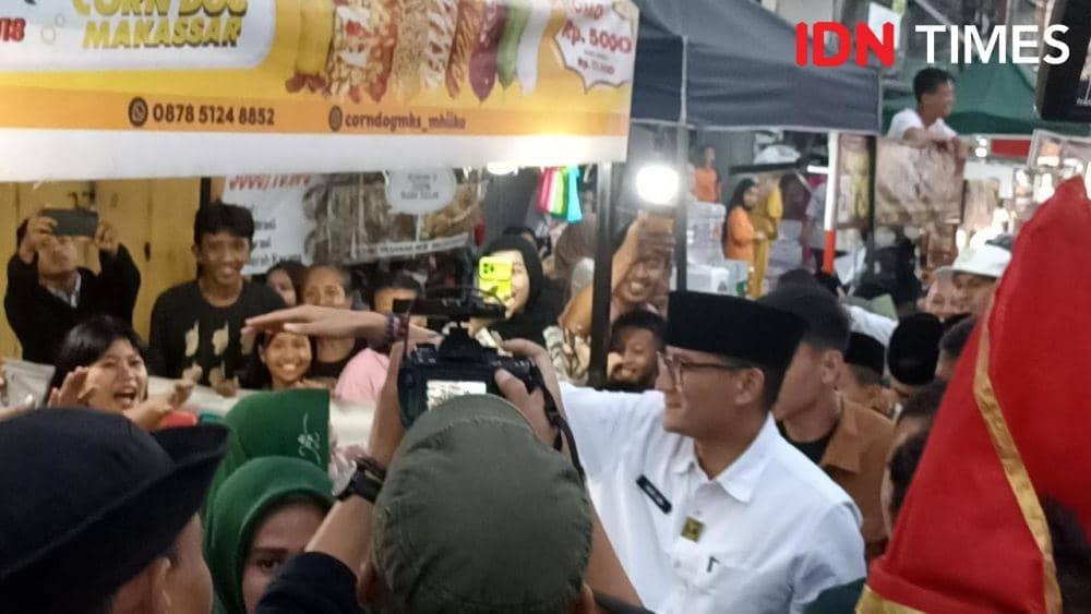 Sandiaga Uno saat berada di Kota Makassar, Rabu (23/8/2023). IDN Times/Dahrul Amri Lobubun