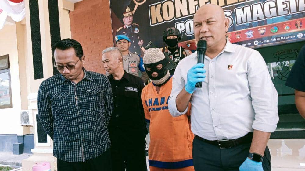 Pelaku saat dirilis di Mapolres Magetan. Dokumentasi Istimewa