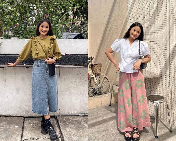 10 Ide Mix and Match Atasan Blouse ala Jesica Ceren, Catchy!