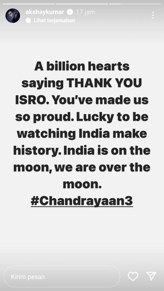 unggahan Akshay Kumar (instagram.com/akshaykumar)