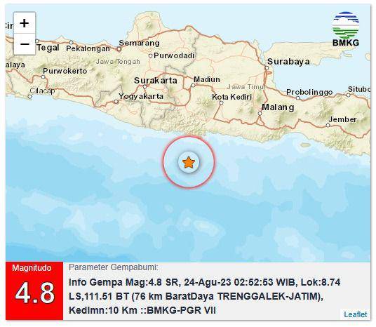 Informasi gempa bumi di Trenggalek. IDN Times/ istimewa