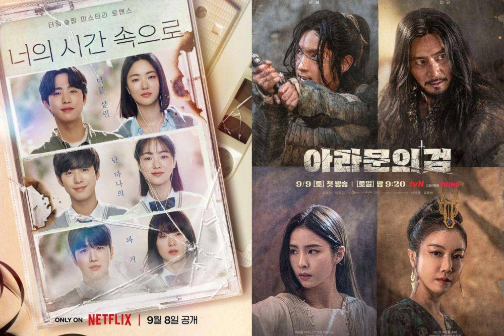poster drakor A Time Called You (instagram.com/jeon.yeobeen) | poster drakor Arthdal Chronicles: The Sword of Aramun (instagram.com/tvn_drama)