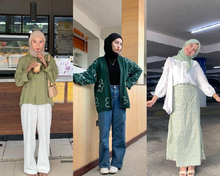 10 Inspirasi OOTD Hijab Nuansa Hijau ala Siska Amera, Stylish Abis!