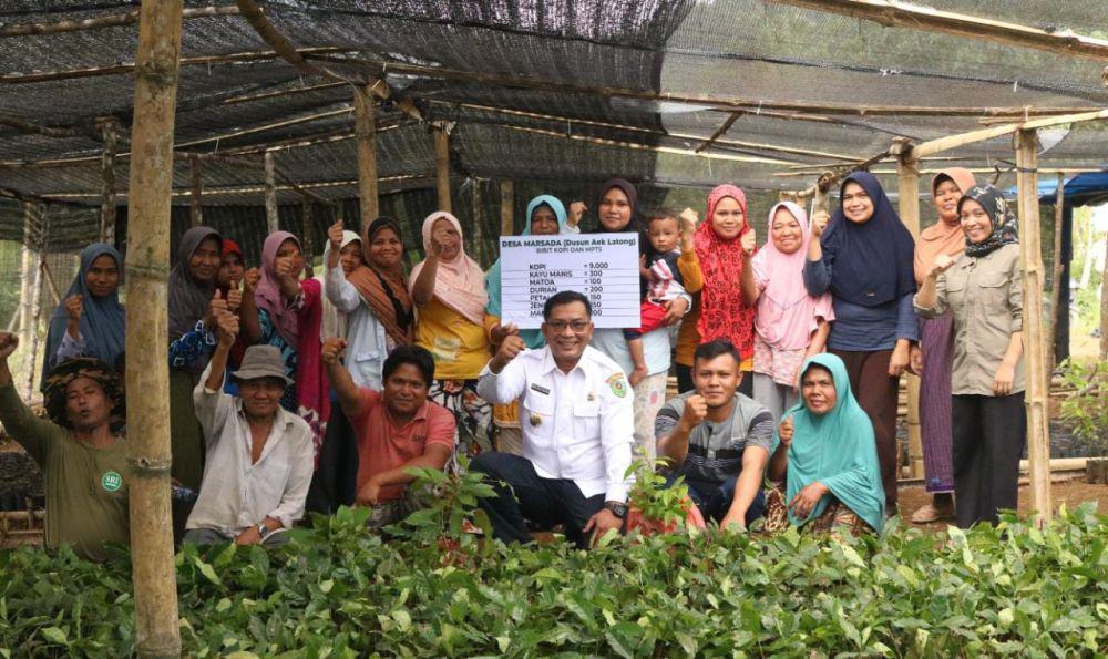 Wabup Tapsel dan Poktan Kopi Aek Latong Bagikan Ribuan Bibit Kopi