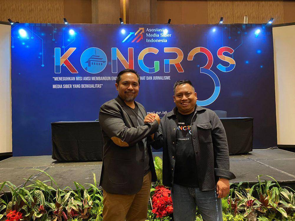 CEO Tempo Digital Wahyu Dhyatmika dan Direktur Bisnis Katadata Maryadi Pimpin AMSI 2023-2027 (Dokumentasi AMSI)