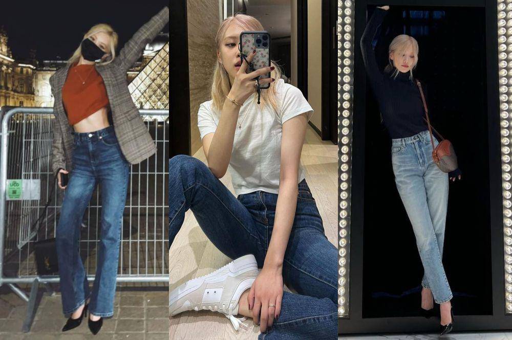 Ide styling celana jeans ala Rosé BLACKPINK (instagram.com/roses_are_rosie)