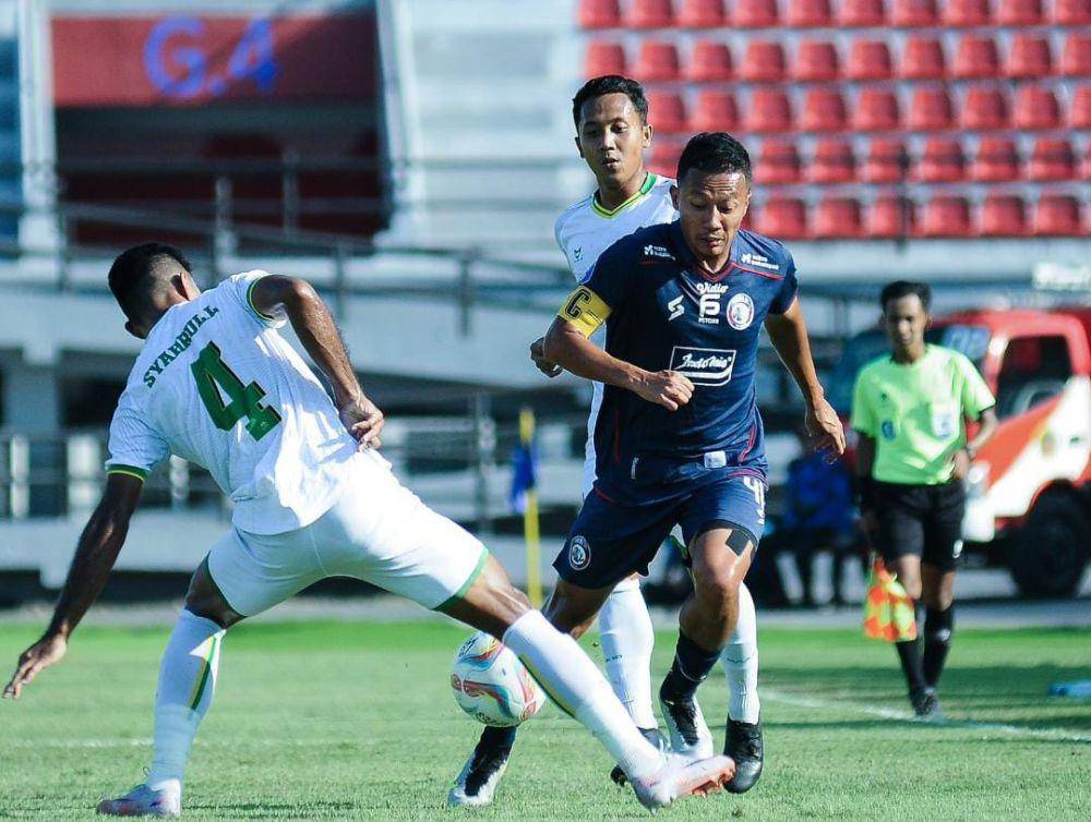 Arema akhirnya menang di Liga 1musim 2023/24. (Twitter/@aremafcofficial).