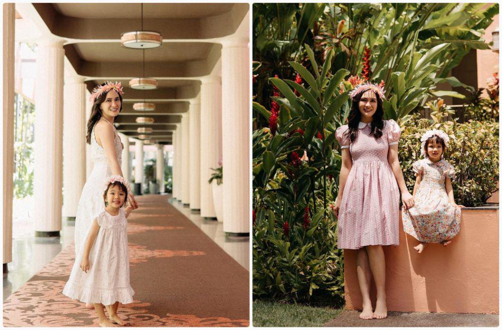 10 Potret Shandy Aulia dan Buah Hati pakai Flower Crown saat di Hawai