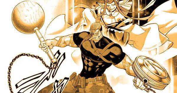Leonidas merubah perisainya menjadi gada ( Dok. Comic Zenon / Record of Ragnarok )