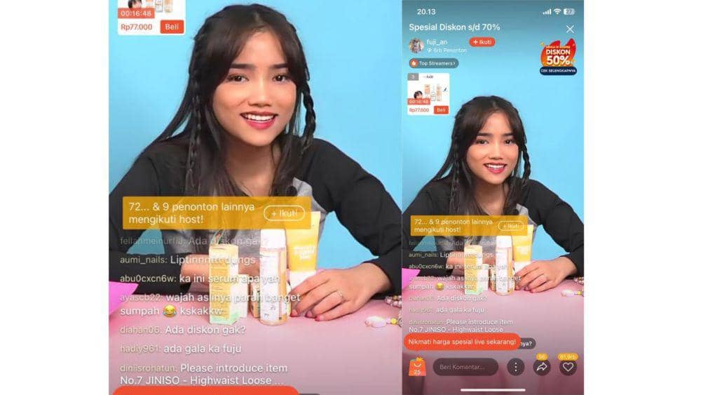 Sesi Shopee Live Fuji (dok. Istimewa)