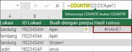 ilustrasi kode error #NAME? di Excel (dok. Microsoft)
