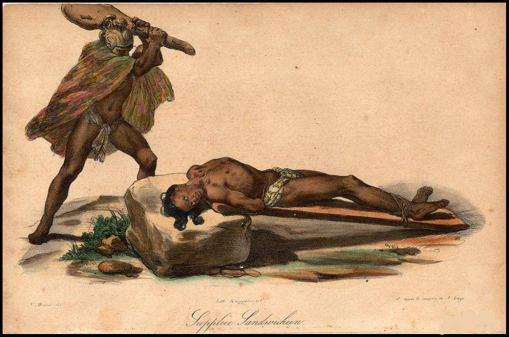 ilustrasi ritual persembahan nyawa masyarakat Hawaii (commons.wikimedia.org/KAVEBEAR)