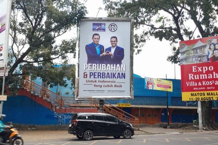 Baliho Partai Demokrat bergambar Anies Baswedan di Kota Malang. (Dok. DPC Partai Demokrat Kabupaten Malang)