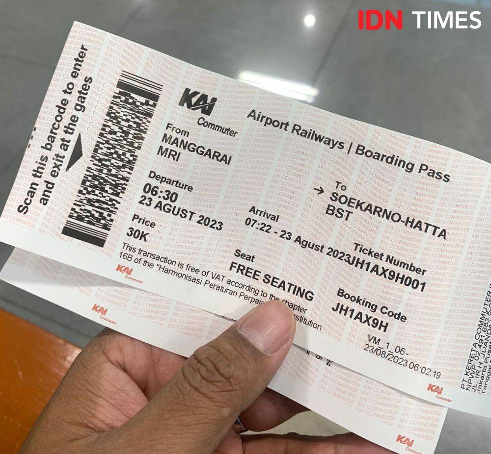 Ilustrasi tiket KA Bandar Soekarno-Hatta (IDN Times/Dhiya Awlia Azzahra)