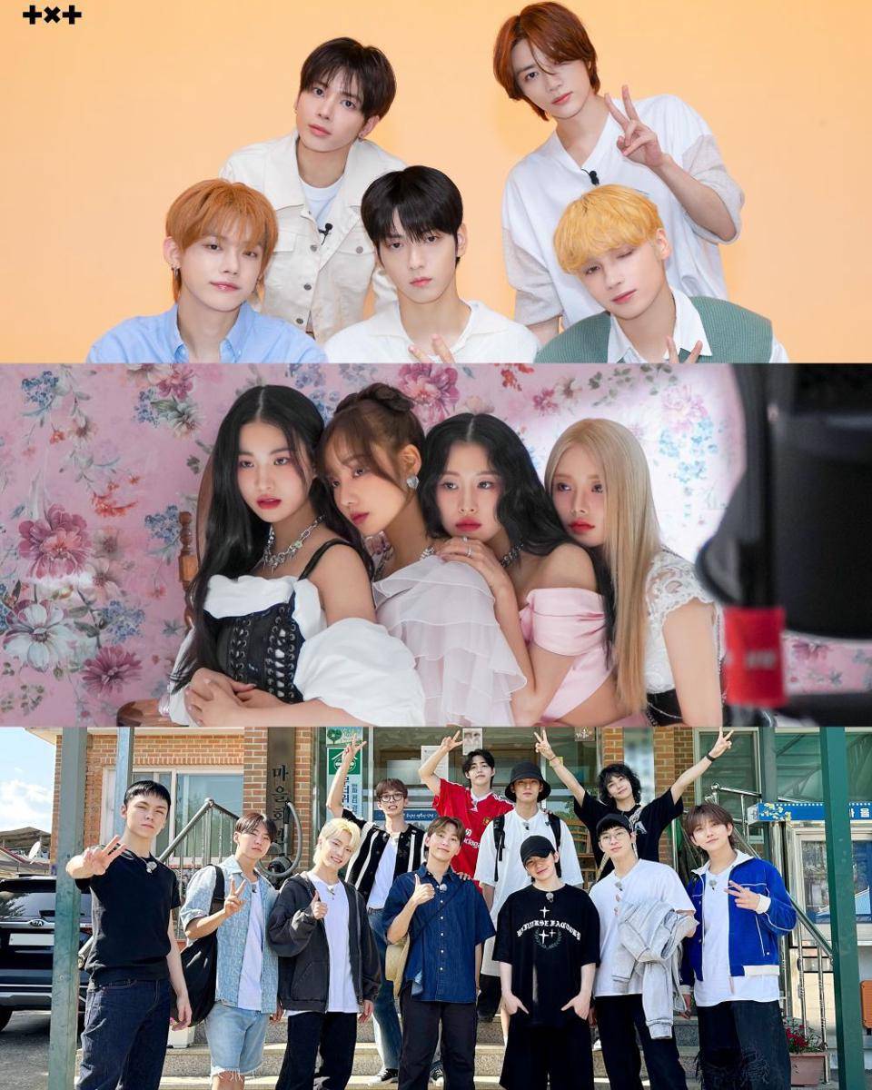TXT, FIFTY FIFTY, dan SEVENTEEN (Twitter.com/TXT_bighit | Twitter.com/we_fiftyfifty | Twitter.com/pledis_17)