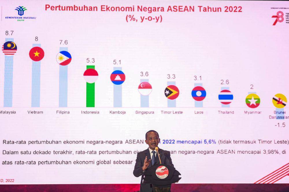 Menteri Investasi/Kepala BKPM Bahlil Lahadalia dalam ASEAN Investment Forum 2023 di Hotel Sultan, Jakarta, Sabtu (2/8/2023). (dok. ASEAN-BAC)