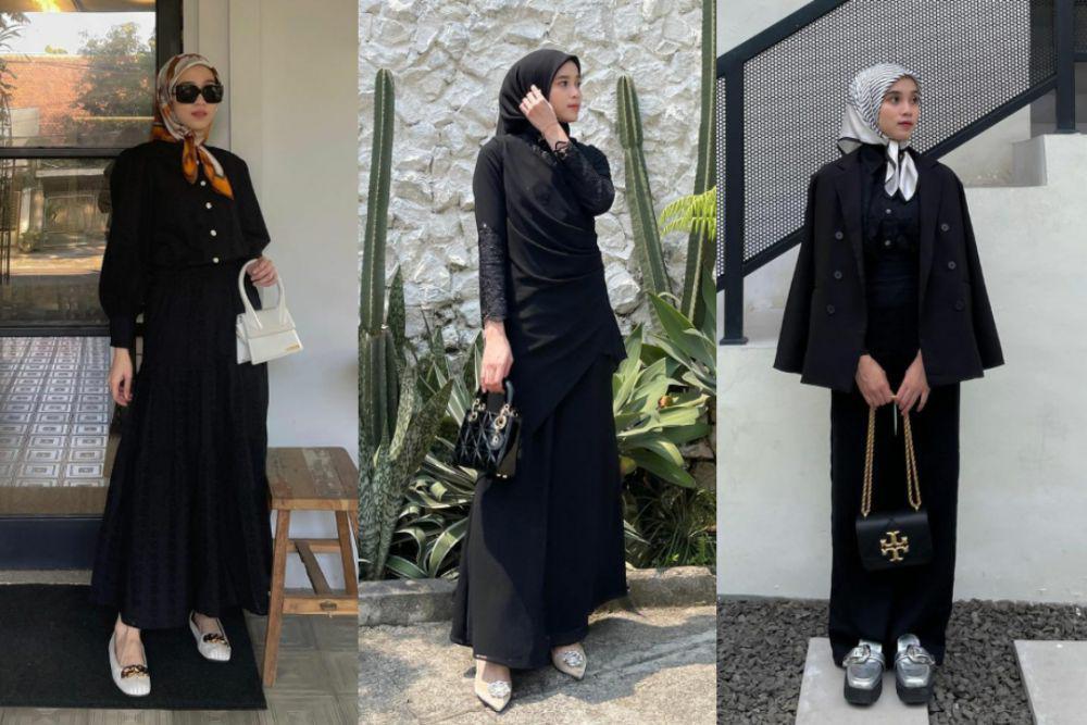 9 OOTD Serba Hitam ala Vina Maulina, Mamba Style!