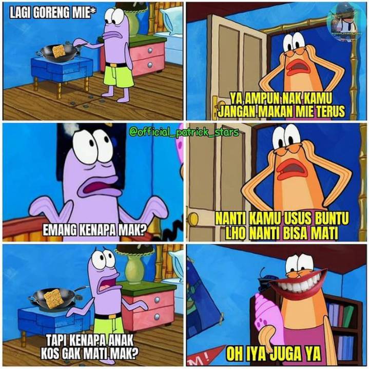 meme serba-serbi makanan anak kost (instagram.com/kutipan_spongebobs)