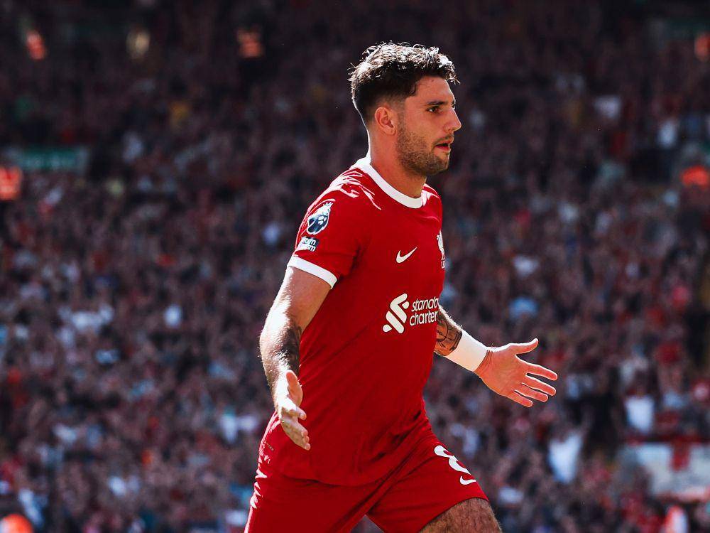 Gelandang Liverpool, Dominik Szoboszlai, usai cetak gol ke gawang Aston Villa (Twitter @LFC)