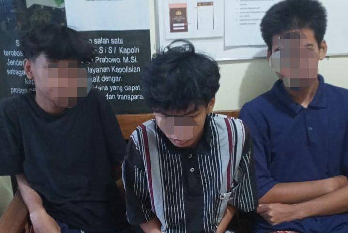 Berkendara motor ugal-ugalan tiga remaja diamankan polisi.(Dok.Polres Bantul)