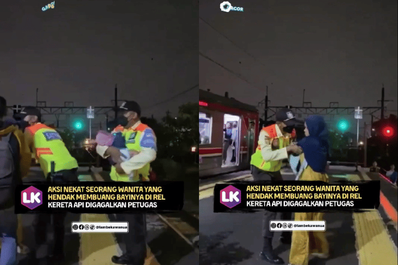 Seorang ibu hendak membuang anaknya di rel kereta. (instagram.com/lambekawanua)