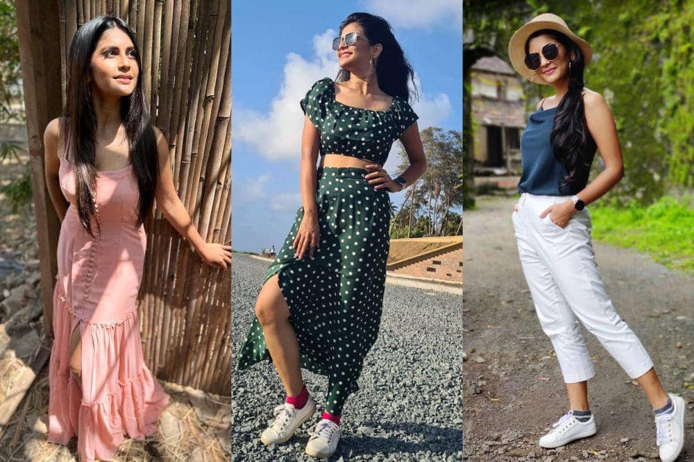 11 Referensi Outfit Feminin ala Megha Chakraborty, Simpel dan Manis!