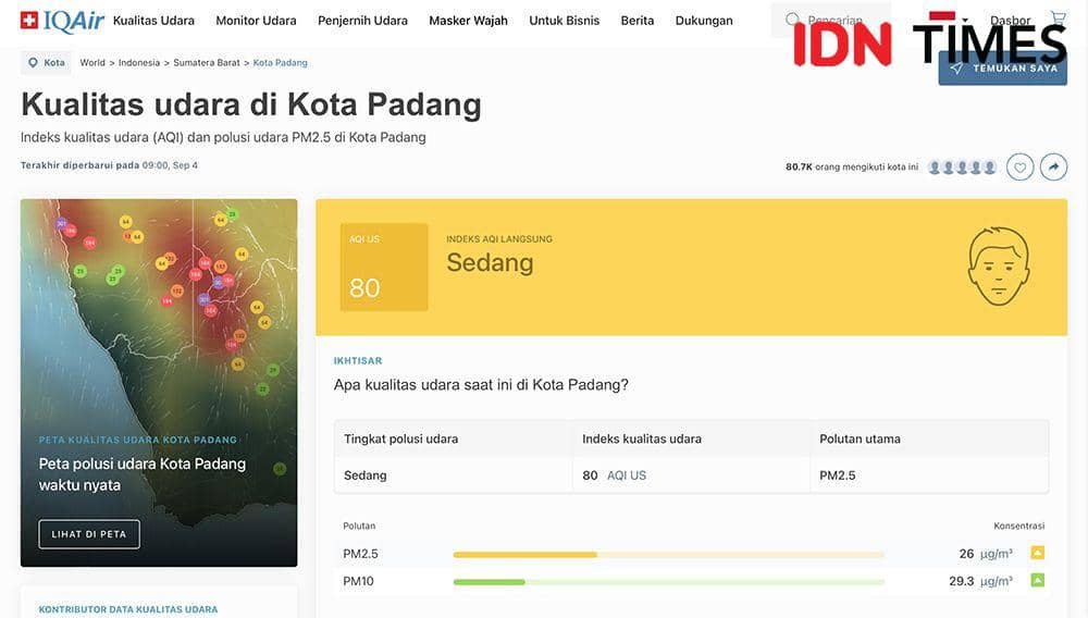 Kualitas Udara di Padang Mulai Memburuk, Warga Diminta Kenakan Masker