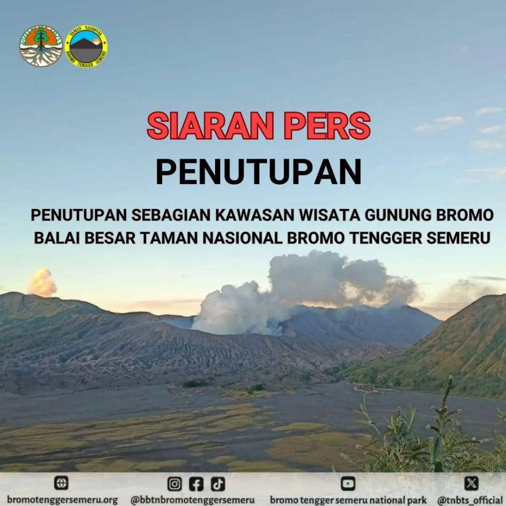 Siaran penutupan jalur Bromo via Wonokriti oleh BB TNBTS. (Dok. BB TNBTS)