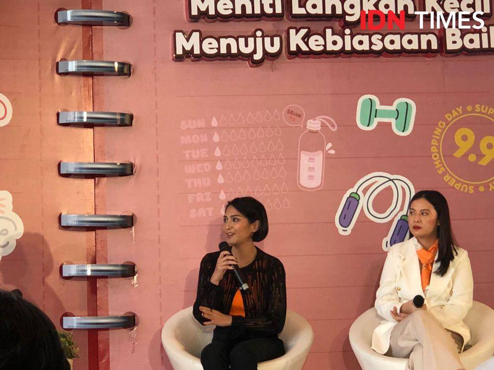 Media Gathering Shopee 9.9 Super Shopping Day bertajuk 'Meniti Langkah Kecil Menuju Kebiasaan Baik' di Pakuwon Tower, Jakarta Selatan pada Senin (4/9/2023). (IDN Times/Nisa Zarawaki)