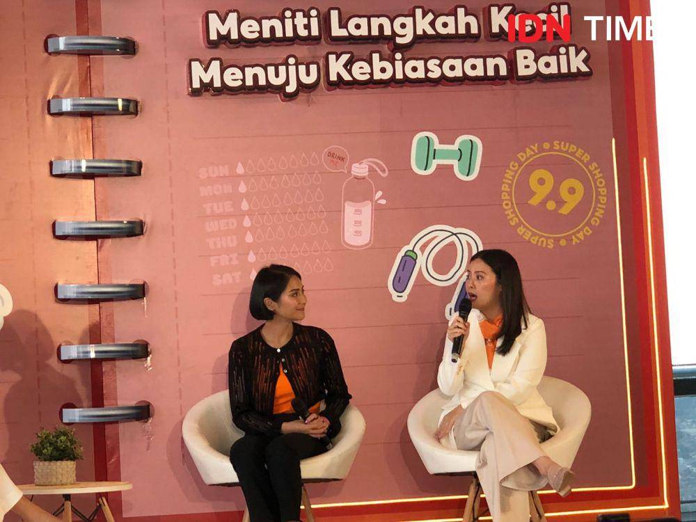 Media Gathering Shopee 9.9 Super Shopping Day bertajuk 'Meniti Langkah Kecil Menuju Kebiasaan Baik' di Pakuwon Tower, Jakarta Selatan pada Senin (4/9/2023). (IDN Times/Nisa Zarawaki)