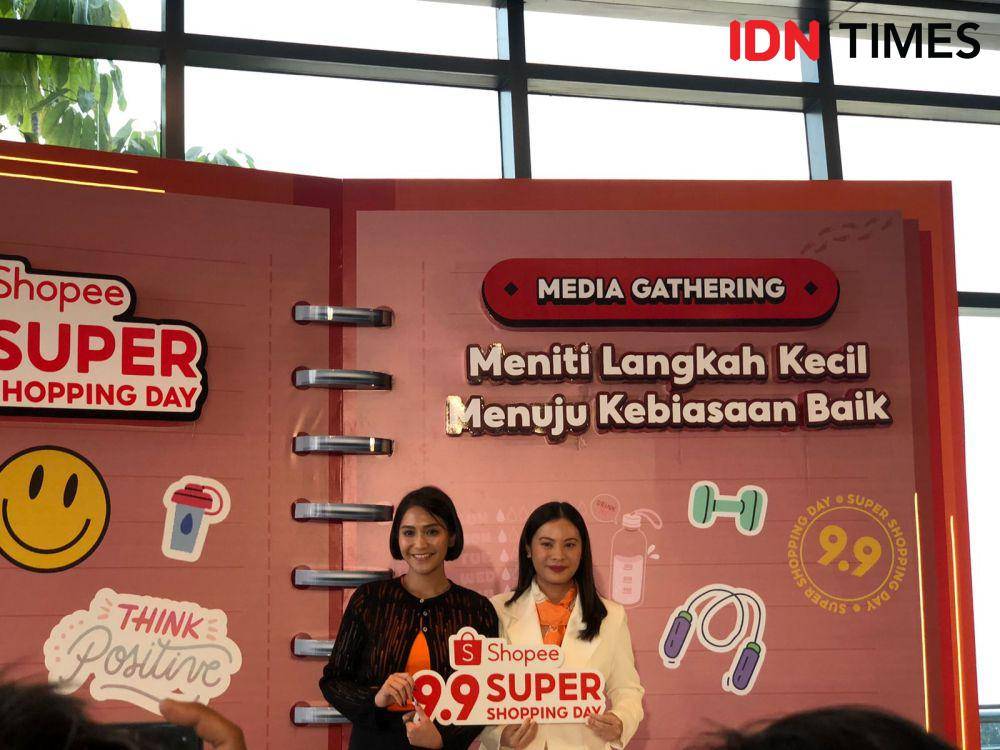 Media Gathering Shopee 9.9 Super Shopping Day bertajuk 'Meniti Langkah Kecil Menuju Kebiasaan Baik' di Pakuwon Tower, Jakarta Selatan pada Senin (4/9/2023). (IDN Times/Nisa Zarawaki)